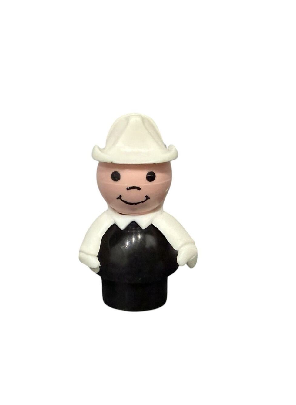 Vintage Fisher Price Little People Fireman Firefighter White Hat & Collar